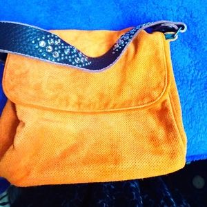 Tylie Malibu Suede Leather Hobo Bag *Burnt Orange* Swarovski Crystal Handle